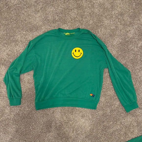 Aviator Nation ⚡️ Kelly Green Smiley Sweatsuit 😊 - Picture 5 of 11